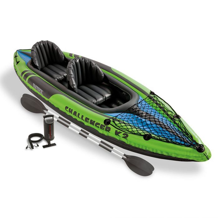 Intex K2 Challenger Kayak 2 Man Inflatable Canoe with Oars 