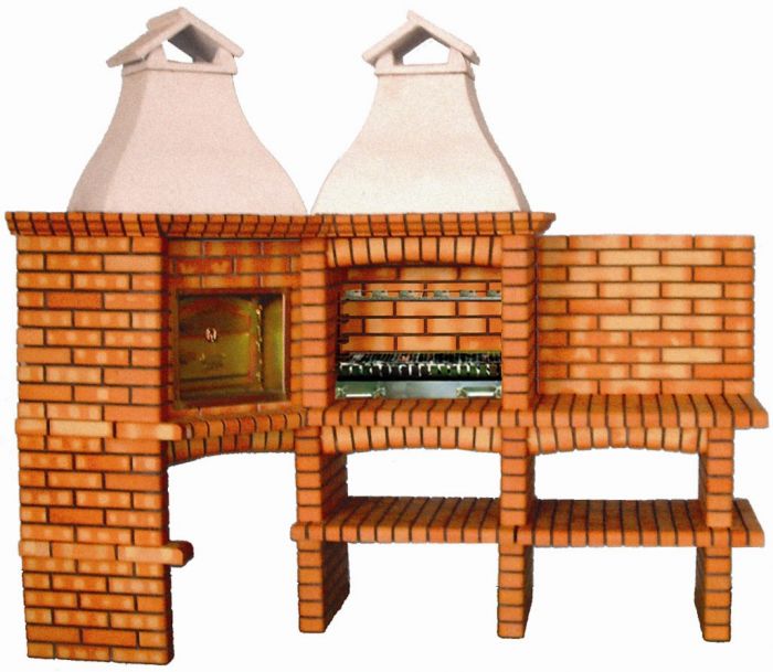 Pizza Oven & Barbecue Corner Unit With Shelf & Back Wall Barbeques