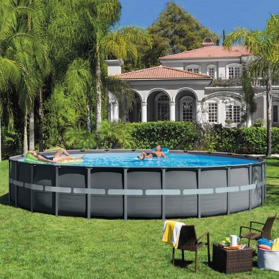 Intex Ultra XTR Frame Round Metal Pool 24ft x 52in With Sand Filter Pump- 26340NP 