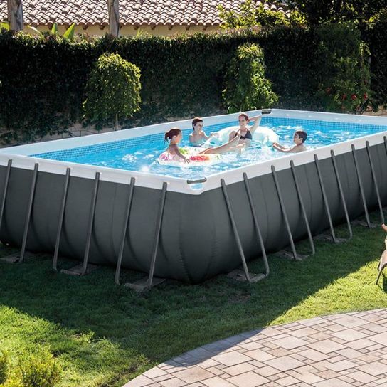Intex Ultra XTR Rectangular Frame Pool Set 24ft x 12ft x 52in with Sand Filter and Saltwater System 