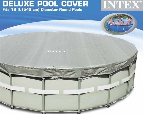 Deluxe Grey 18ft Metal Frame Winter Debris Pool Cover - 28041 by Intex