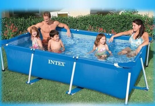 Rectangular Metal Frame Pool - 2.6m x 1.6m x 651mm (No Pump) by Intex