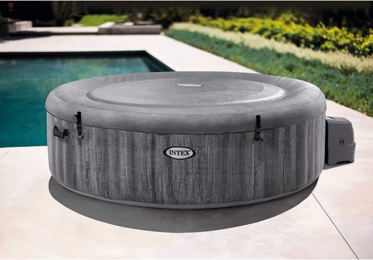 Intex PureSpa 6 Person Greywood Deluxe Inflatable Hot Tub 