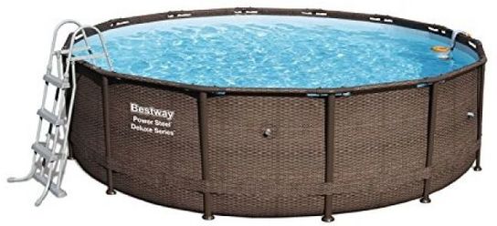 Power Steel Deluxe Metal Frame Round Pool - 56664 - 14ft x 42in by Bestway