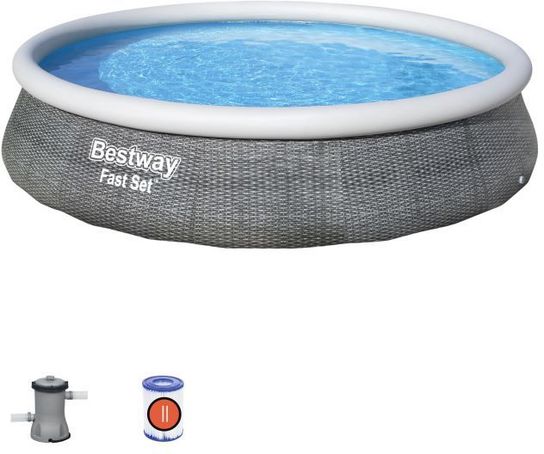 Fast Set Round Inflatable Pool With Filter Pump - 13ft x 33in by Bestway