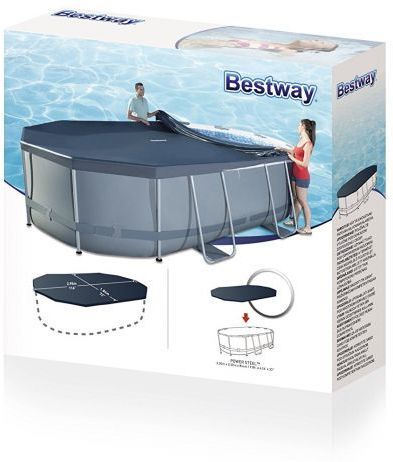 Oval Power Steel Pools PVC Pool Cover, Dark Blue, 9 ft/10-Inch  by Bestway
