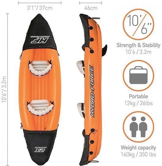 Hydro-Force 2 Person Rapid X2 Kayak with Oars- 65077