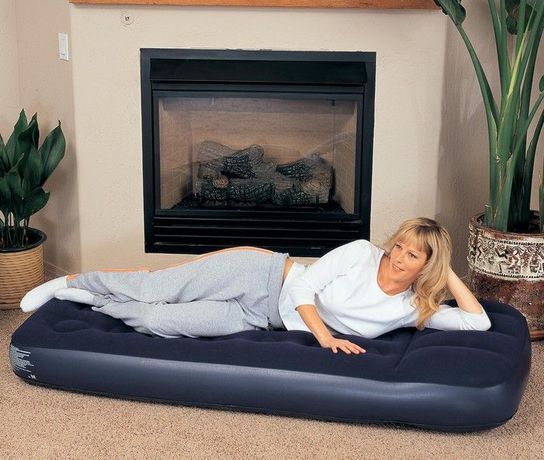 Easy Inflate Single Flocked Air Bed With Built-In Foot Pump 73" x 31"