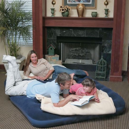 Queen Flocked Air Bed With 240V Air Pump 80" x 60" by Bestway