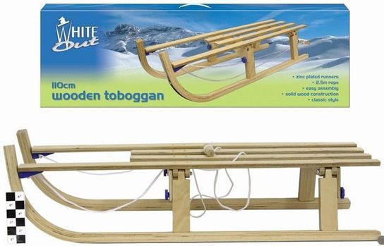 Folding Wooden Sledge Toboggan 110cm