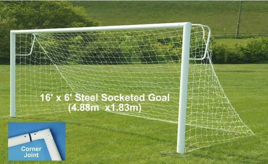 16ft x 6ft Steel Socketed Football Goal- Pair 