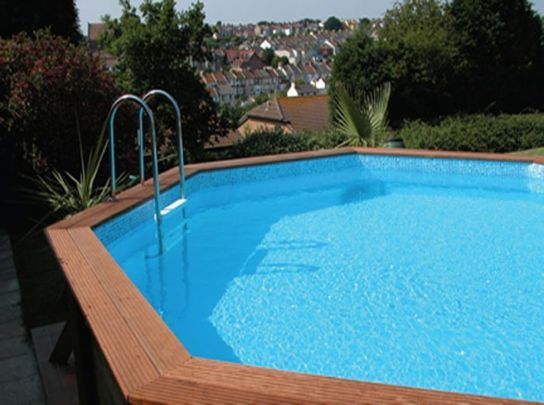 4m Octagonal Blue Liner With Mosaic Tileband For Wooden Pools