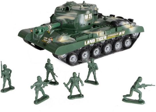 "Combat Mission" Friction Powered Army Tank & Soldiers Military Playset