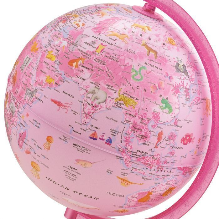 Zoo Pink Illuminated Globe 25cm - Globes & Maps