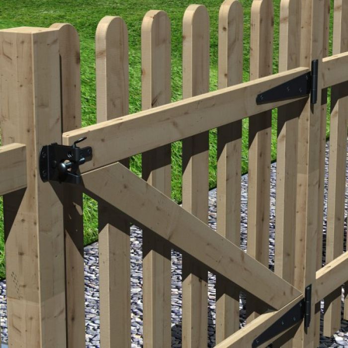 T Hinge & Auto Latch Fittings Kit For Single Gates - Garden Gates