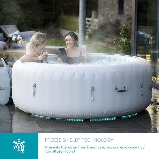 Lay-Z-Spa Paris Hot Tub Inflatable Spa with Built In LED Light System & Freeze Shield Technology