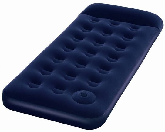Easy Inflate Single Flocked Air Bed With Built-In Foot Pump 73" x 31"