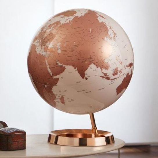 Atmosphere Light and Colour Metal Illuminated Globe Toy Copper 30cm 
