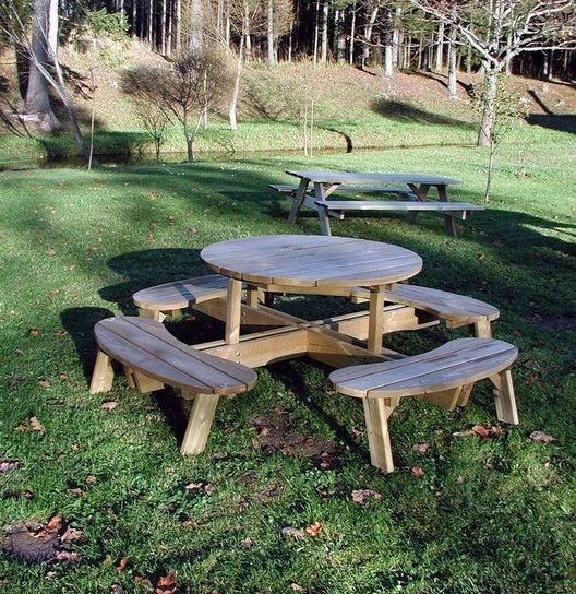 Round Garden Table With Seats