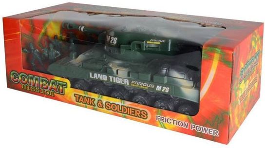 "Combat Mission" Friction Powered Army Tank & Soldiers Military Playset