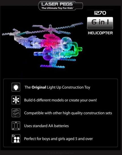 Laser Pegs Helicopter- 6 in 1 Kit