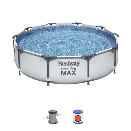 Bestway Steel Pro Max Metal Frame Round Pool With Pump- 56408NC 10ft x 30in