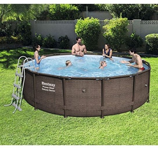 Power Steel Deluxe Metal Frame Round Pool - 56664 - 14ft x 42in by Bestway