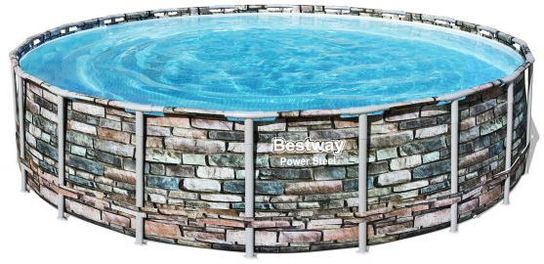 Power Steel Metal Frame Round Pool Package - 56889 - 22ft x 52in by Bestway