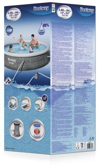 Fast Set Round Inflatable Pool With Filter Pump - 13ft x 33in by Bestway