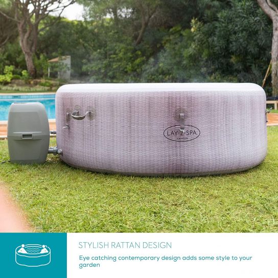 Lay-Z-Spa Cancun Rattan Design Hot Tub Inflatable Spa with Freeze Shield Technology