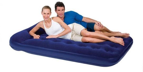 Easy Inflate Double Flocked Air Bed With Built-In Foot Pump 75" x 54"