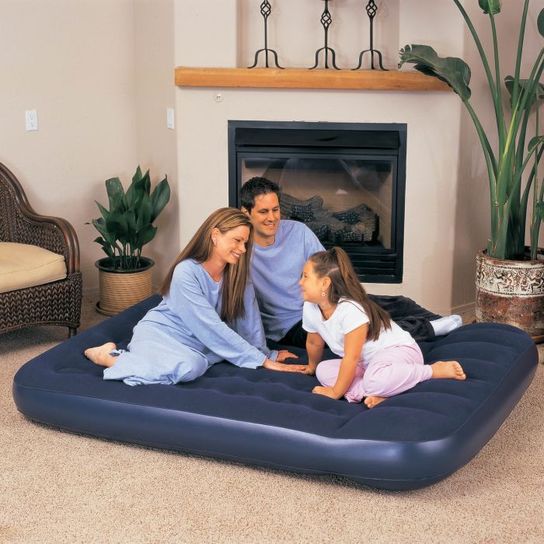 Easy Inflate Queen Flocked Air Bed Built-In Foot Pump 80" x 60"