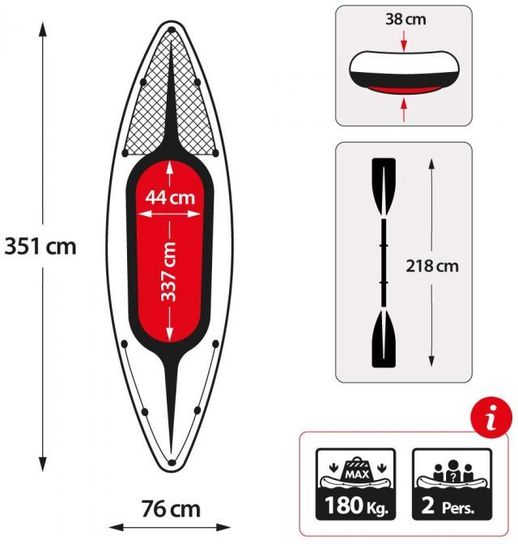 K2 Challenger Kayak 2 Man Inflatable Canoe with Oars - 68306NP by Intex