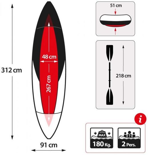 K2 Explorer Kayak 2 Man Inflatable Canoe with Oars by Intex