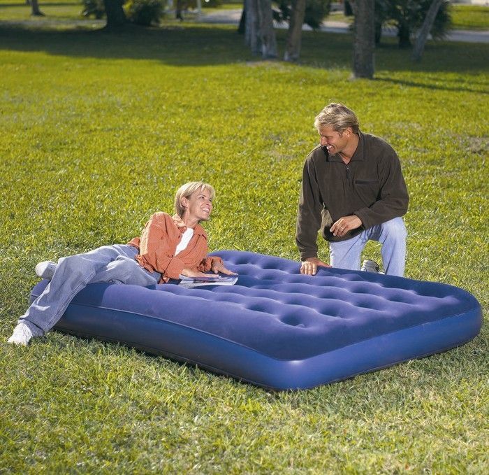 Double Flocked Air Bed 75" x 54" by Bestway Air Beds and Pillows