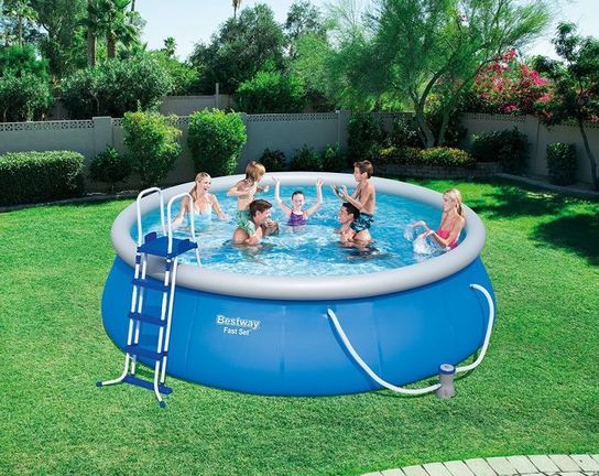 Fast Set Round Inflatable Pool Package - 57294 - 15ft x 42in by Bestway