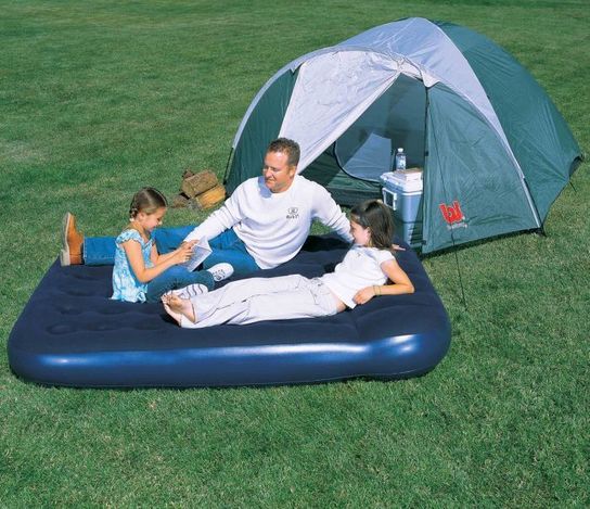 Easy Inflate Queen Flocked Air Bed Built-In Foot Pump 80" x 60"