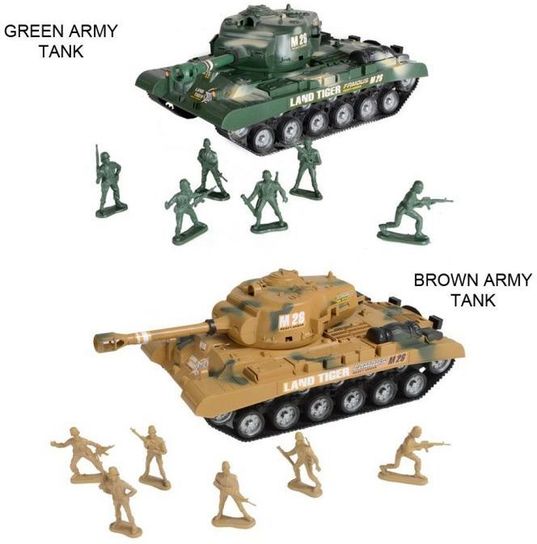 "Combat Mission" Friction Powered Army Tank & Soldiers Military Playset