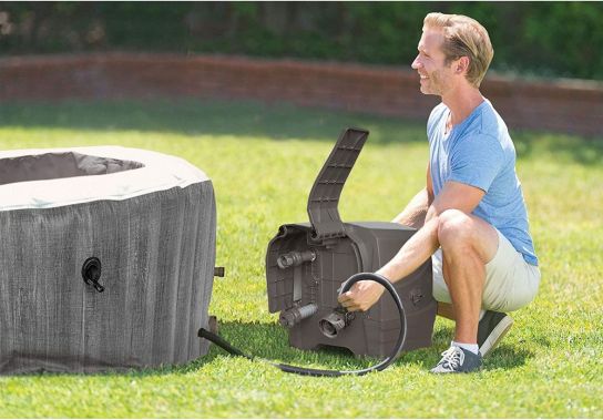 Intex PureSpa 6 Person Greywood Deluxe Inflatable Hot Tub 