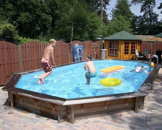 Stretched Octagonal Wooden Pool - 4.9m x 8.4m by Doughboy