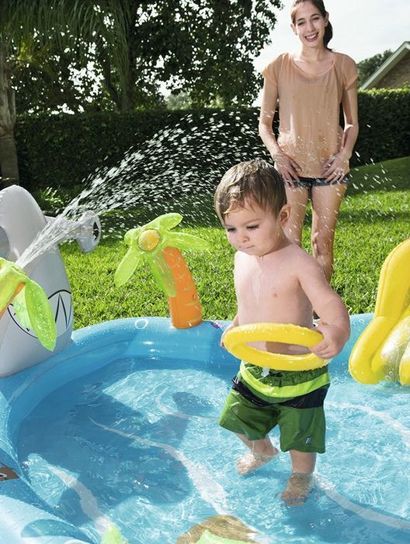 Inflatable Kids Water Play Center - Sea Life Paddling Pool with Multiple Activities by Bestway