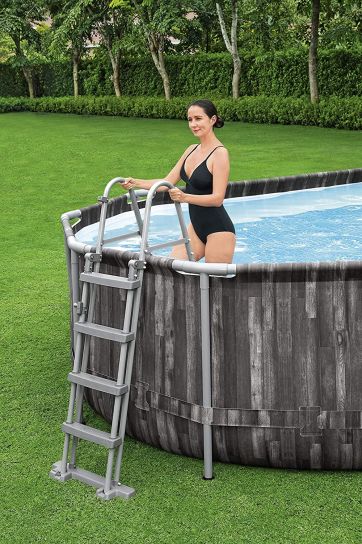 Bestway Power Steel Metal Frame Oval Rattan Grey Pool - 5611T - 24ft x 12ft x 48in