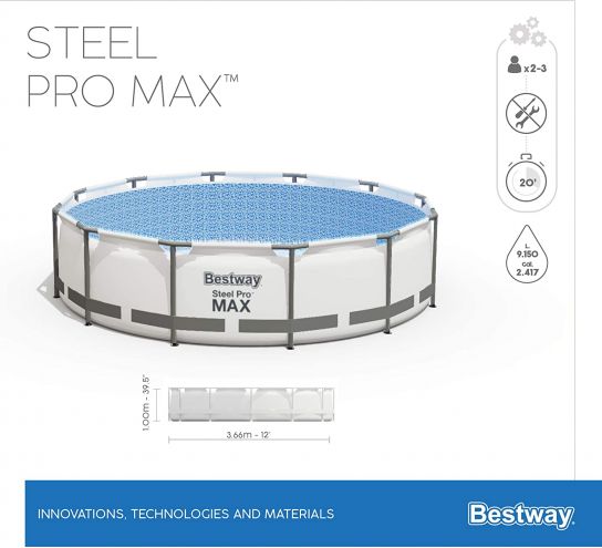 Bestway Steel Pro Max Metal Frame Round Pool With Pump- 56408NC 10ft x 30in