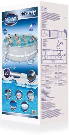 Steel Pro Silver Metal Frame Round Pool New Generation - 14ft x 48in by Bestway