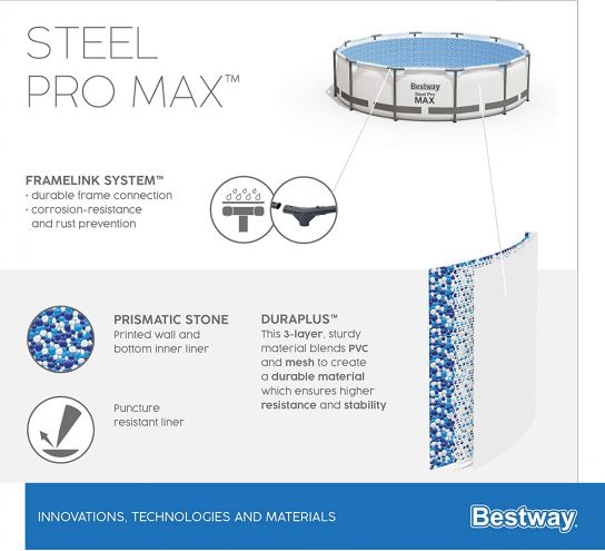 Bestway Steel Pro Max Metal Frame Round Pool With Pump- 56408NC 10ft x 30in