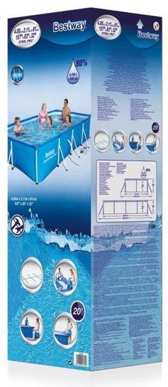Steel Pro Rectangular Frame Pool With Pump - 13ft 1in x 6ft 11in x 32in by Bestway