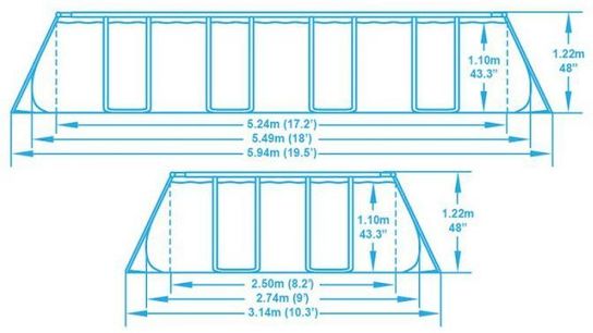 Bestway Power Steel Rectangular Pool With Sand Filter - 56466N - 18ft x 9ft x 48in