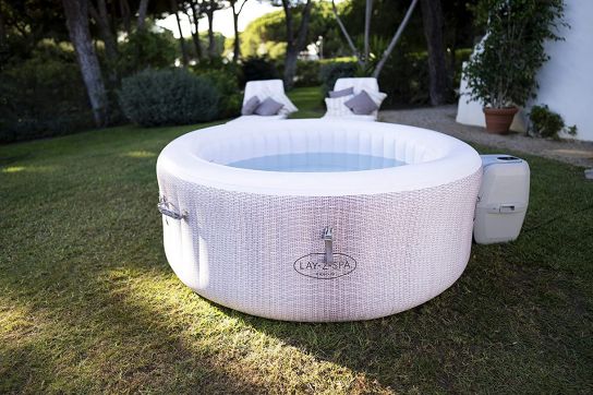 Lay-Z-Spa Cancun Rattan Design Hot Tub Inflatable Spa with Freeze Shield Technology