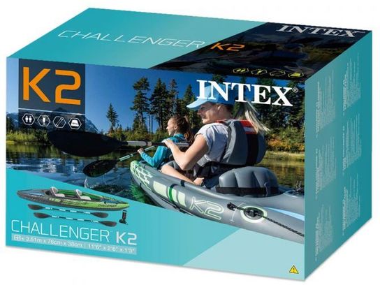 K2 Challenger Kayak 2 Man Inflatable Canoe with Oars - 68306NP by Intex