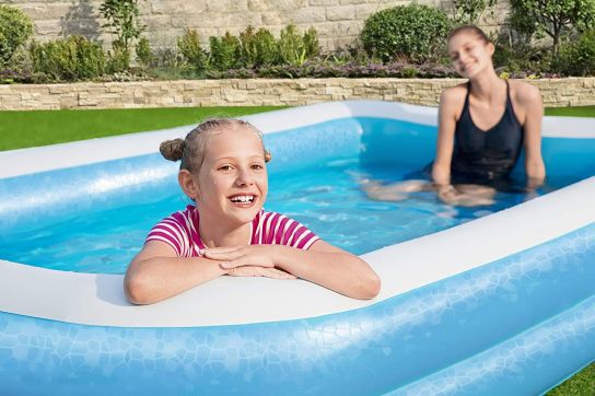 Blue Rectangular Family Paddling Pool 10ft x 6ft x 18in